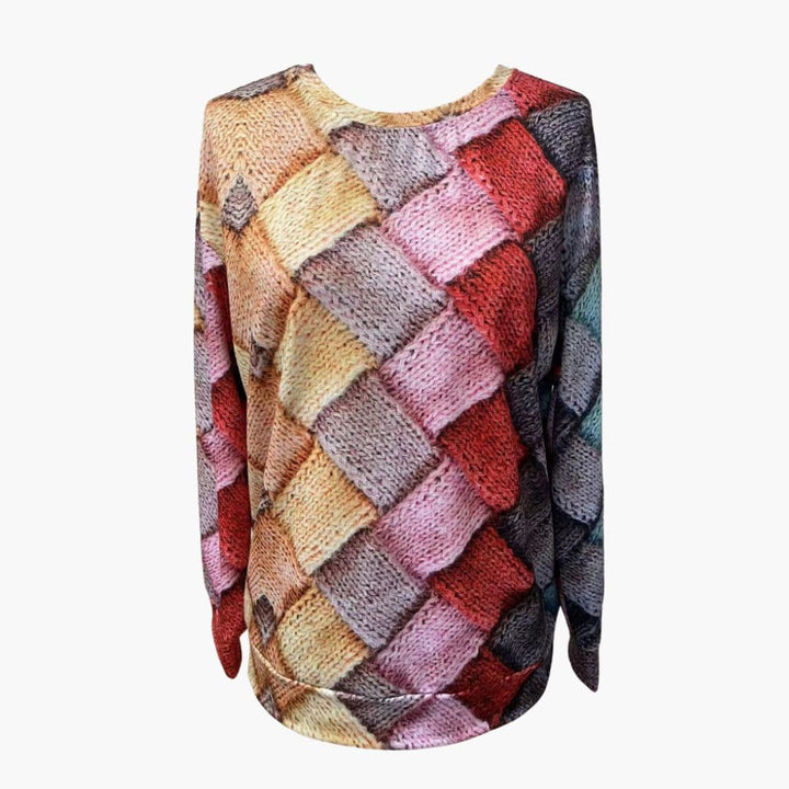 Women's Diamond Pattern Knit Jumper with Crew Neck - photo 5