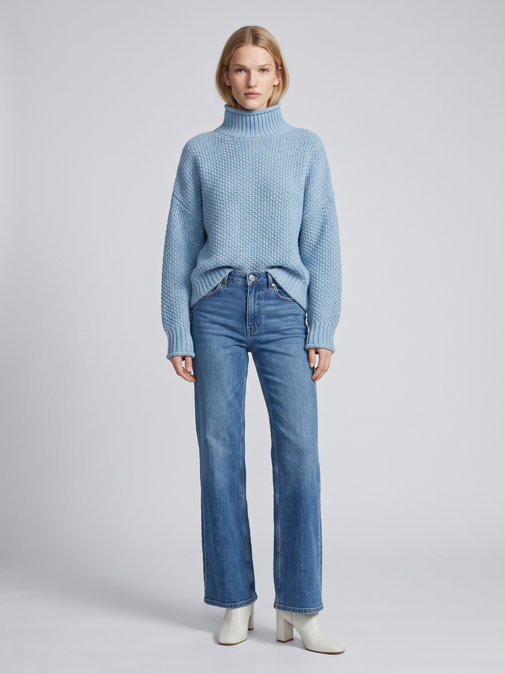 Women's Knitted Relaxed Jumper with Roll Neck - photo 1