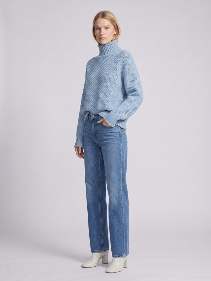 Women's Knitted Relaxed Jumper with Roll Neck - photo 10