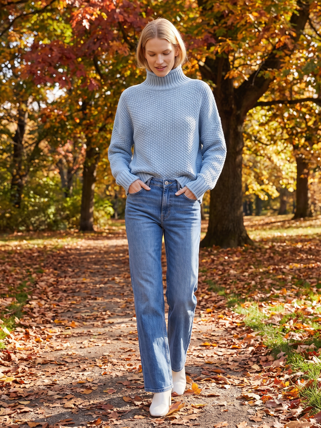 Women's Knitted Relaxed Jumper with Roll Neck - photo 11
