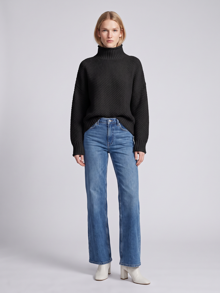 Women's Knitted Relaxed Jumper with Roll Neck - photo 2