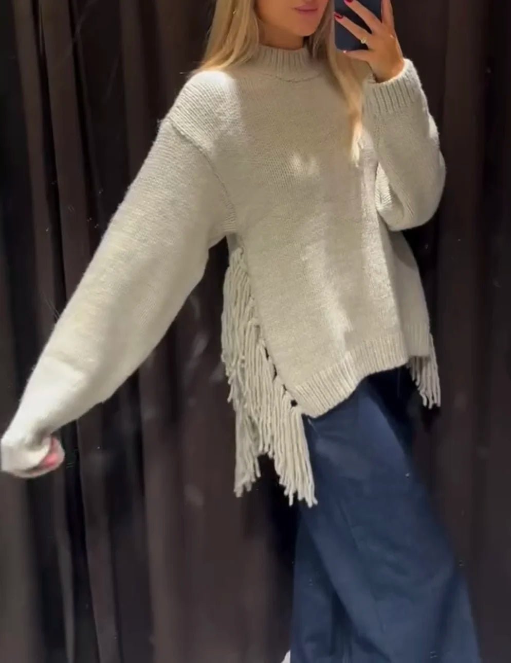 Women's Knitted Relaxed Jumper with Ruching - photo 5