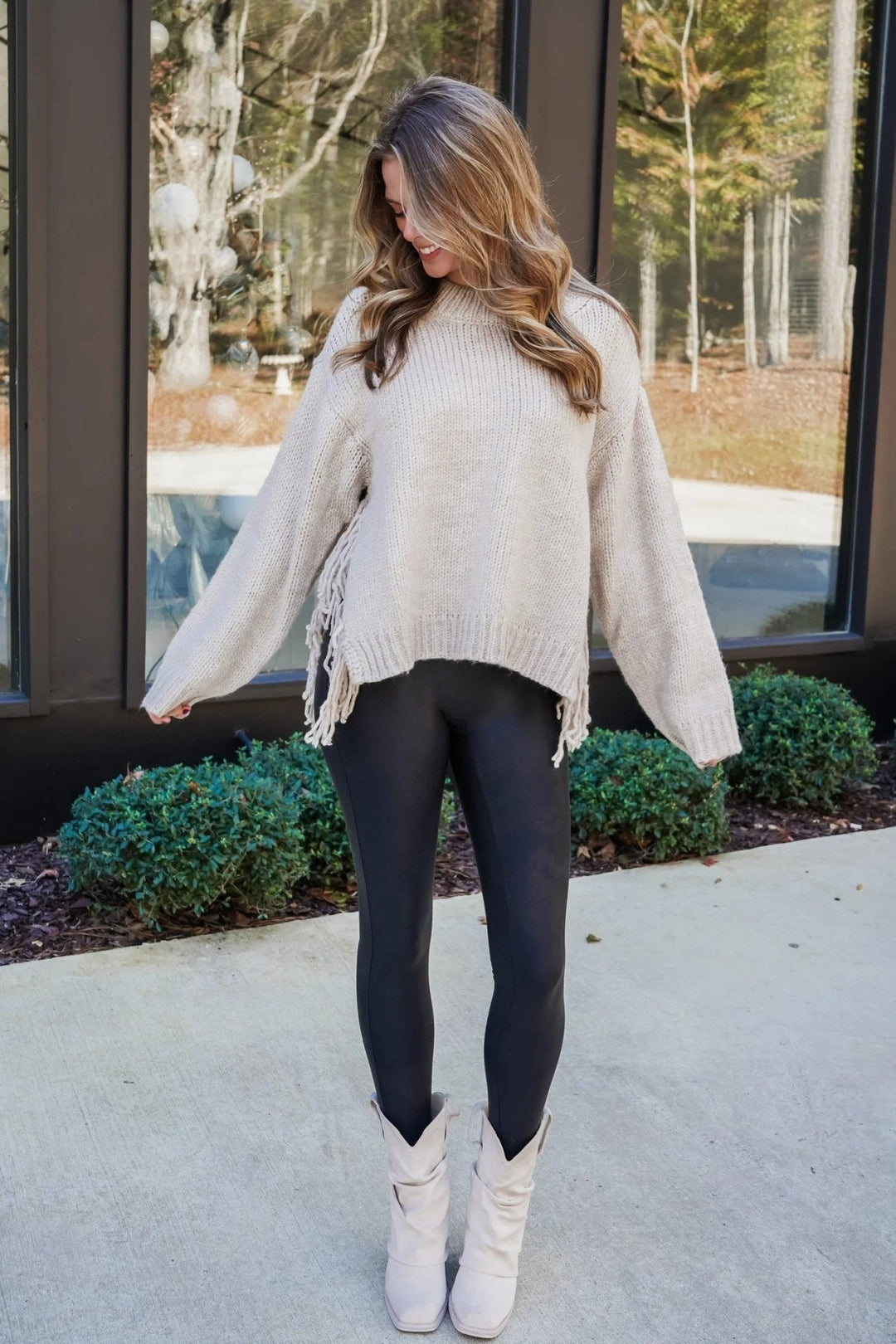 Women's Knitted Relaxed Jumper with Ruching - photo 7