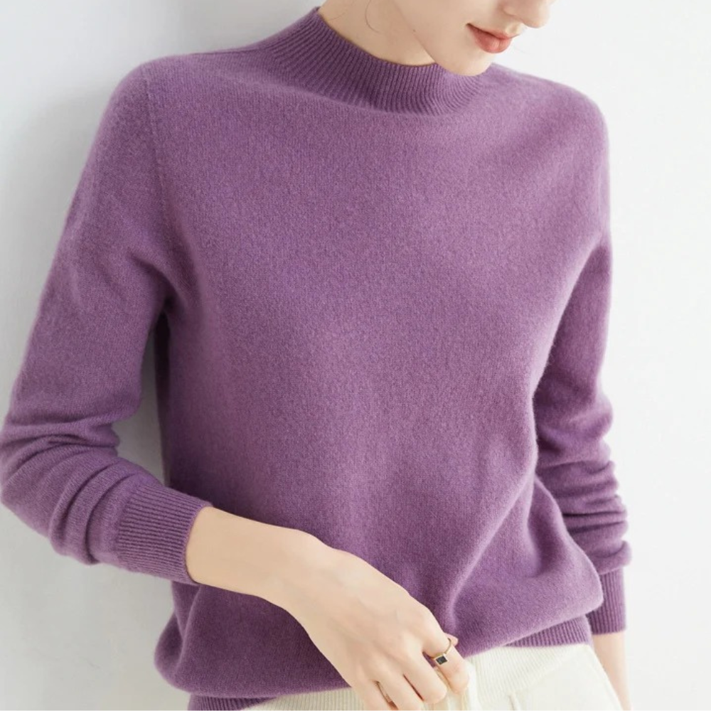 Women's Mock Neck Jumper with Ribbed Trim - photo 1