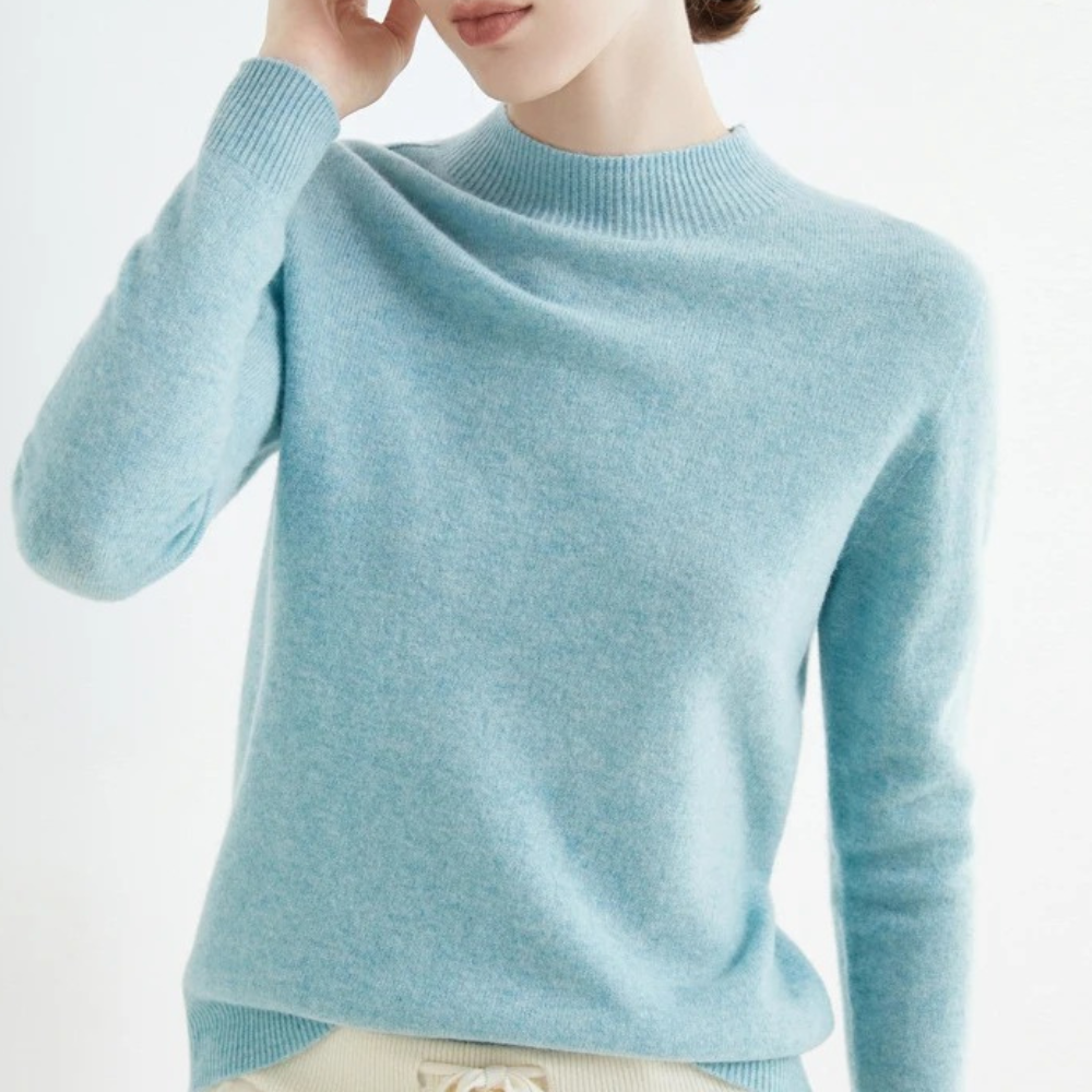 Women's Mock Neck Jumper with Ribbed Trim - photo 2