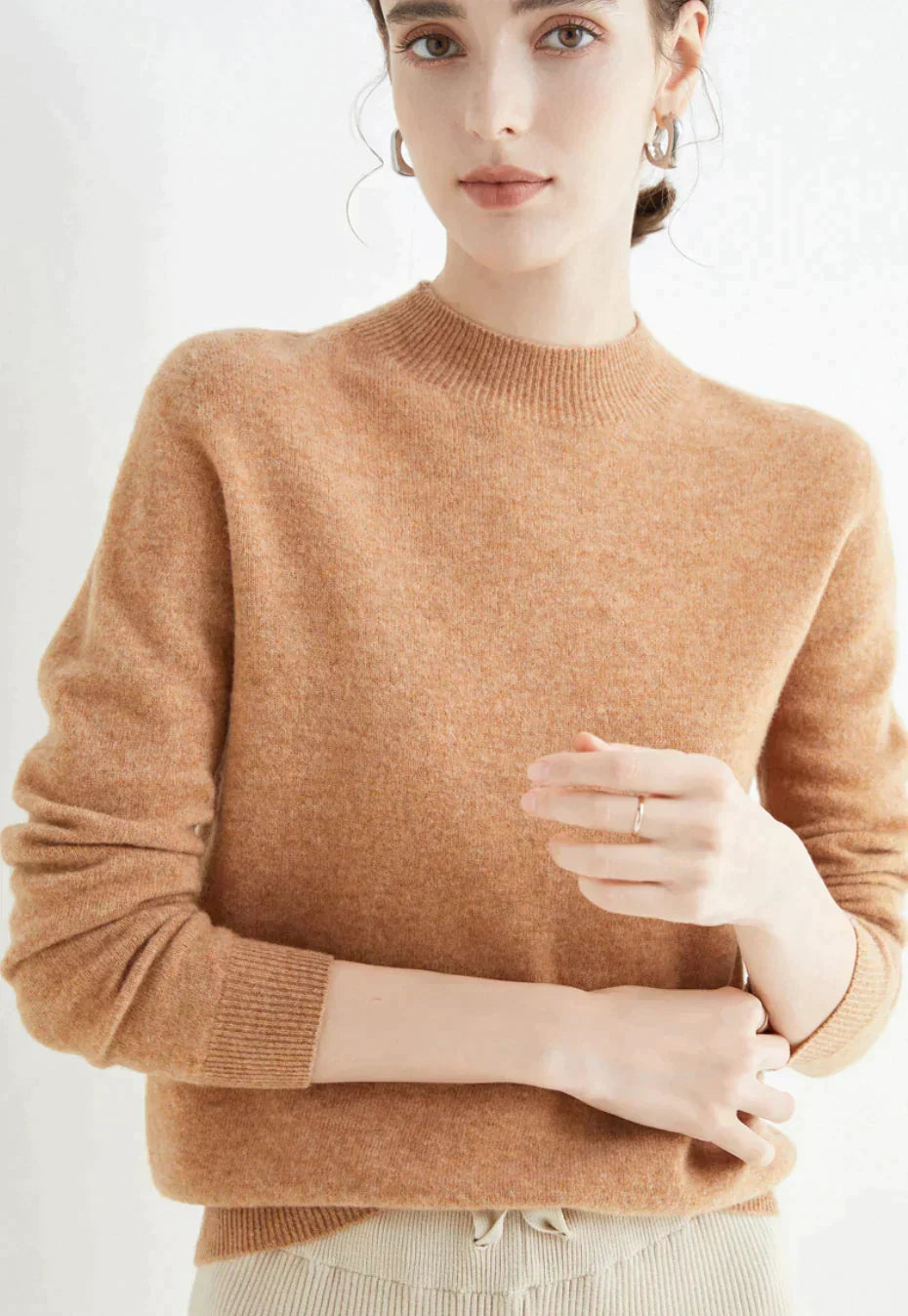 Women's Knitted Roll Neck Jumper with Long Sleeves - photo 10