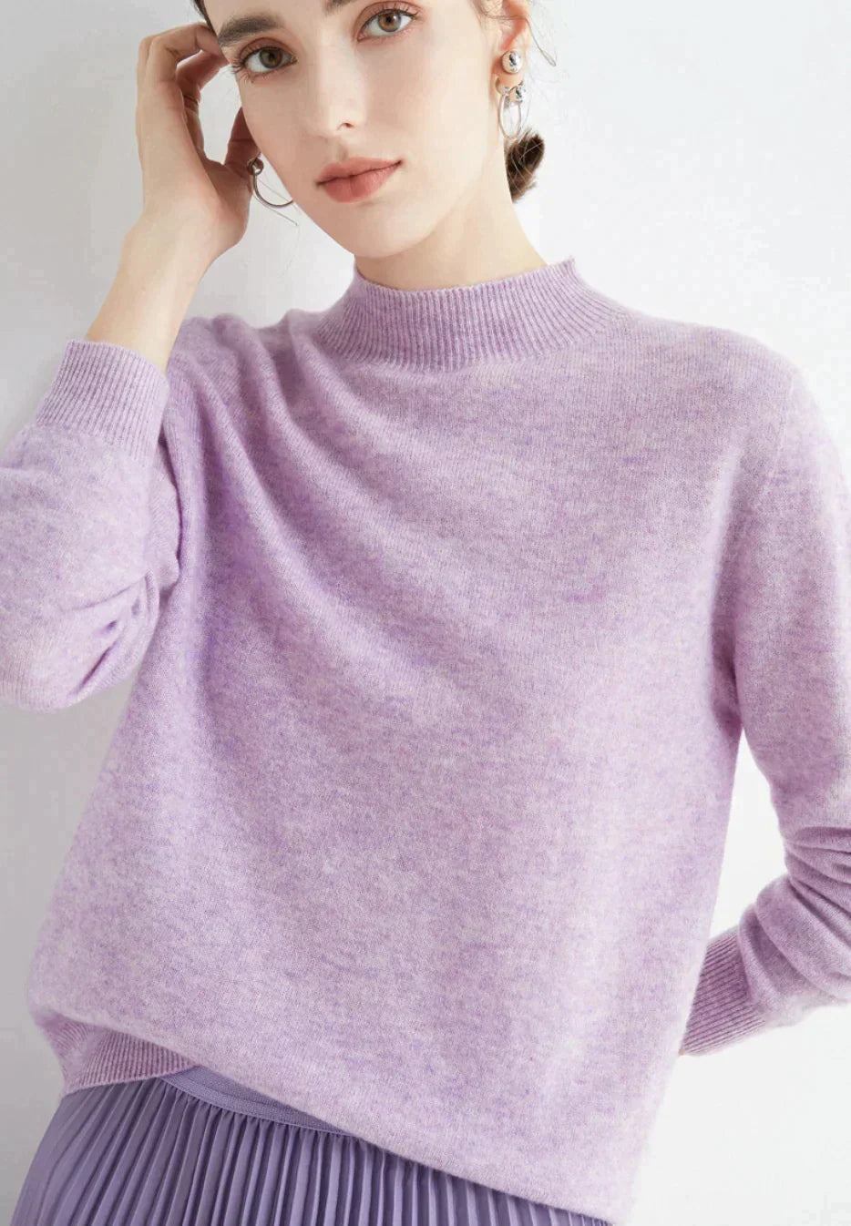 Women's Knitted Roll Neck Jumper with Long Sleeves - photo 8