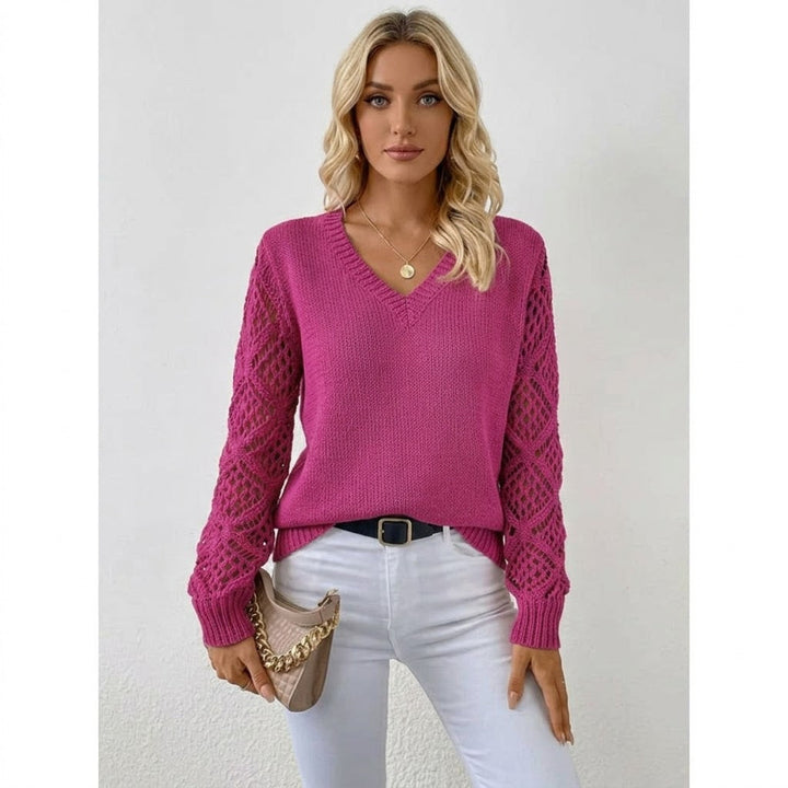 Women's Knitted V-Neck Jumper - photo 1