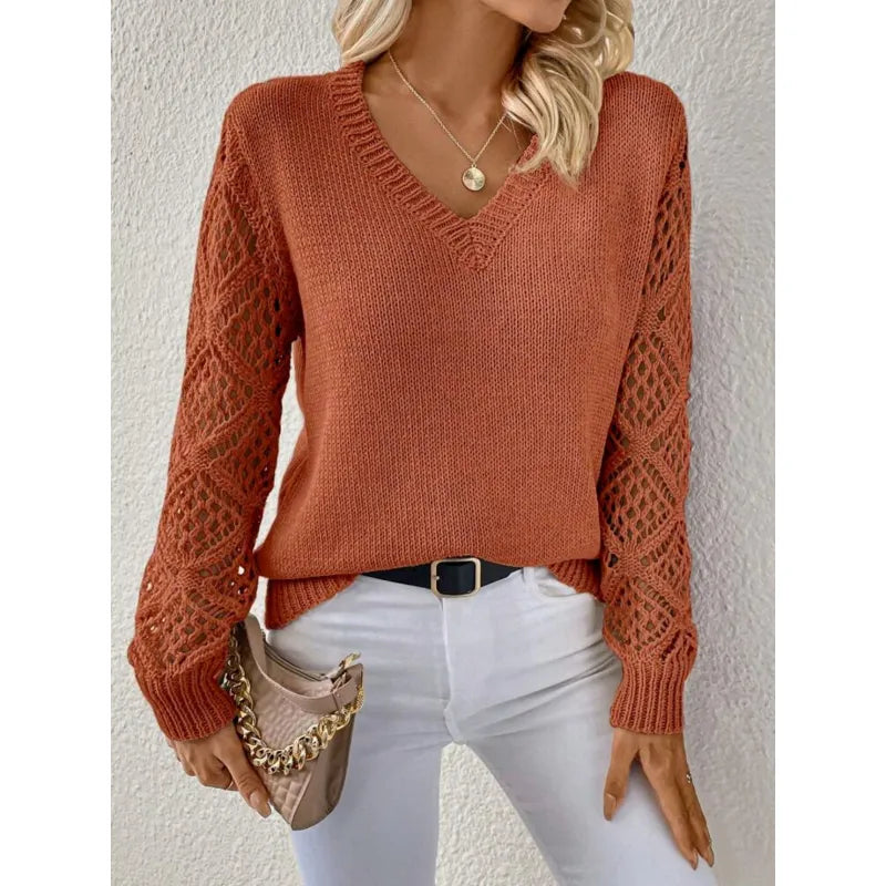 Women's Knitted V-Neck Jumper - photo 2
