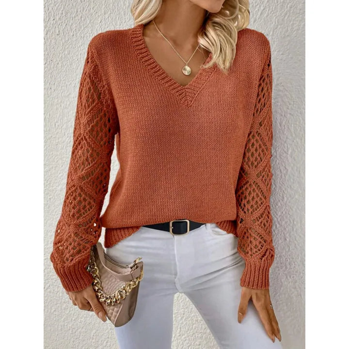 Women's Knitted V-Neck Jumper - photo 2