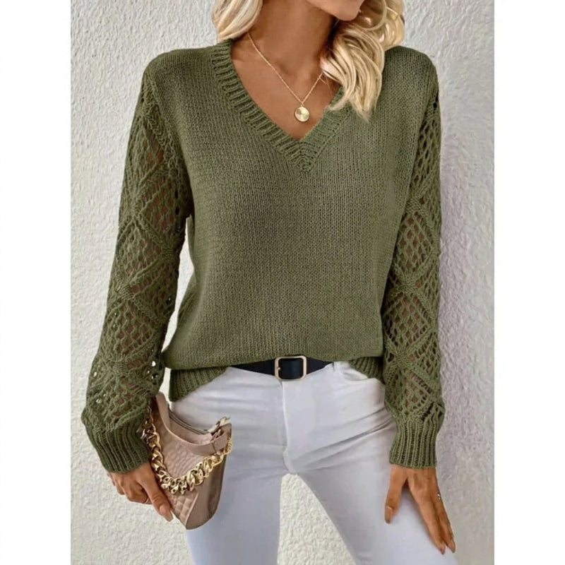Women's Knitted V-Neck Jumper - photo 4