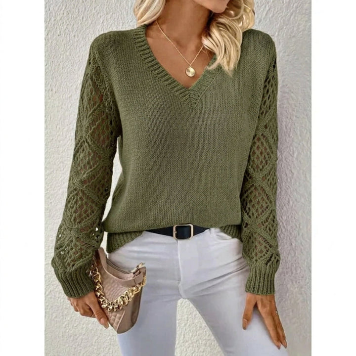 Women's Knitted V-Neck Jumper - photo 4