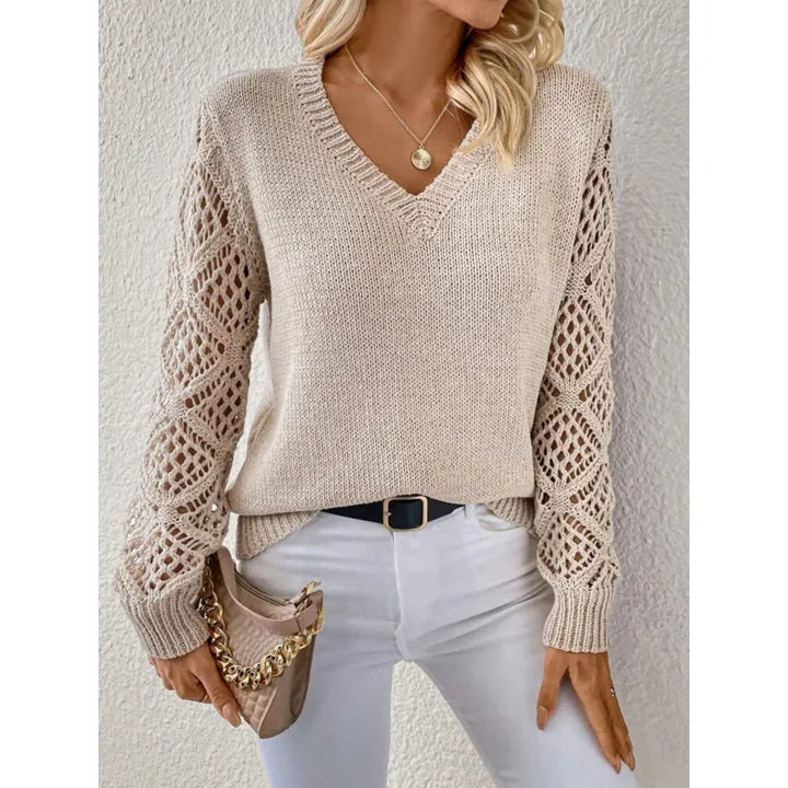 Women's Knitted V-Neck Jumper - photo 5