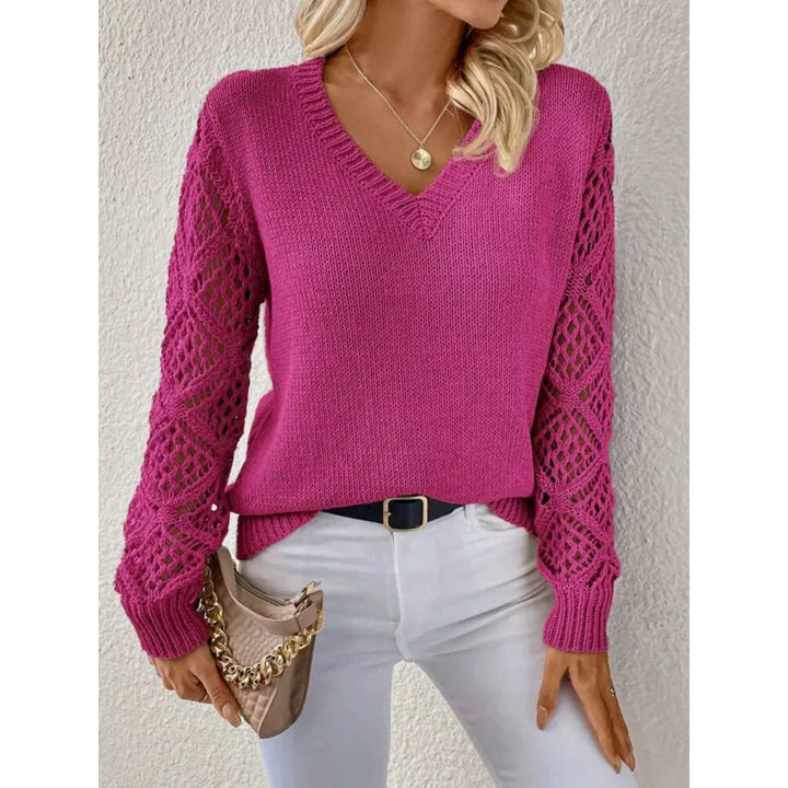 Women's Knitted V-Neck Jumper - photo 6