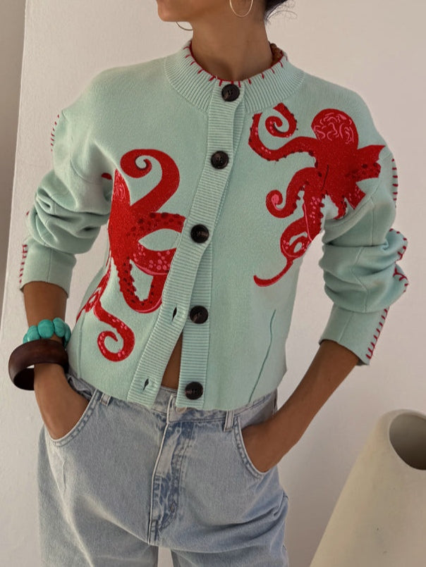 Women's Knitted Wrap Cardigan with Button Front - photo 1