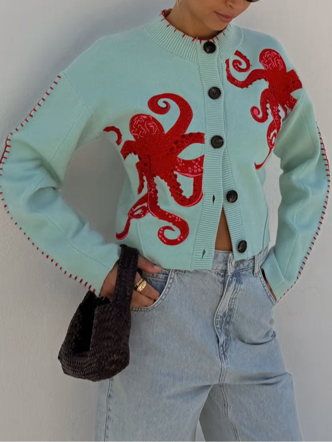 Women's Knitted Wrap Cardigan with Button Front - photo 3