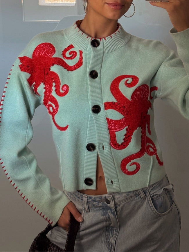 Women's Knitted Wrap Cardigan with Button Front - photo 5