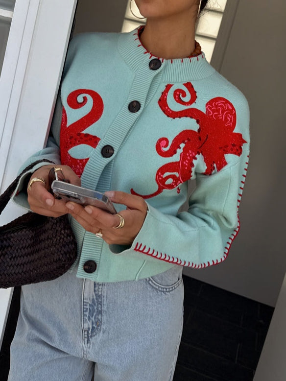 Women's Knitted Wrap Cardigan with Button Front - photo 8