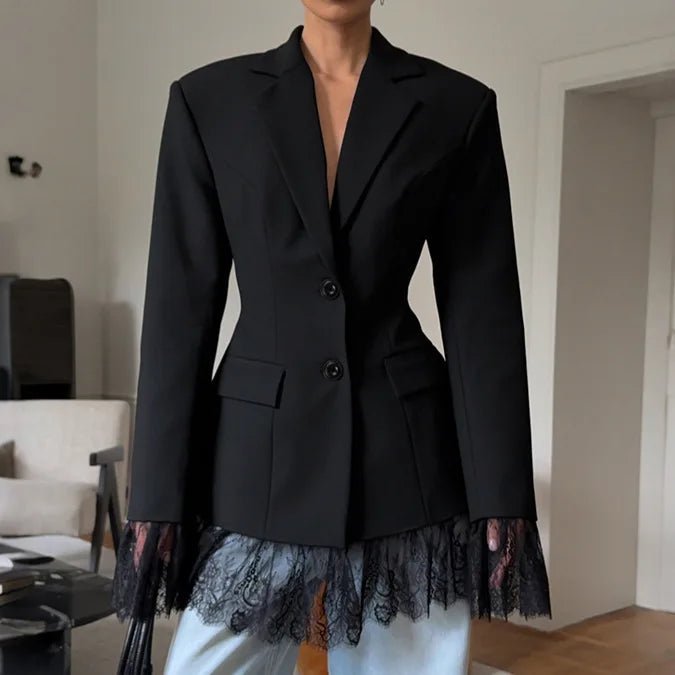 Women's Lace Trim Collared Blazer - photo 1