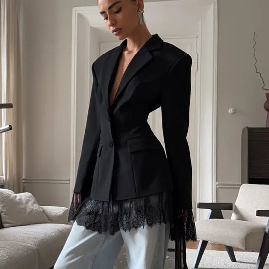 Women's Lace Trim Collared Blazer - photo 3