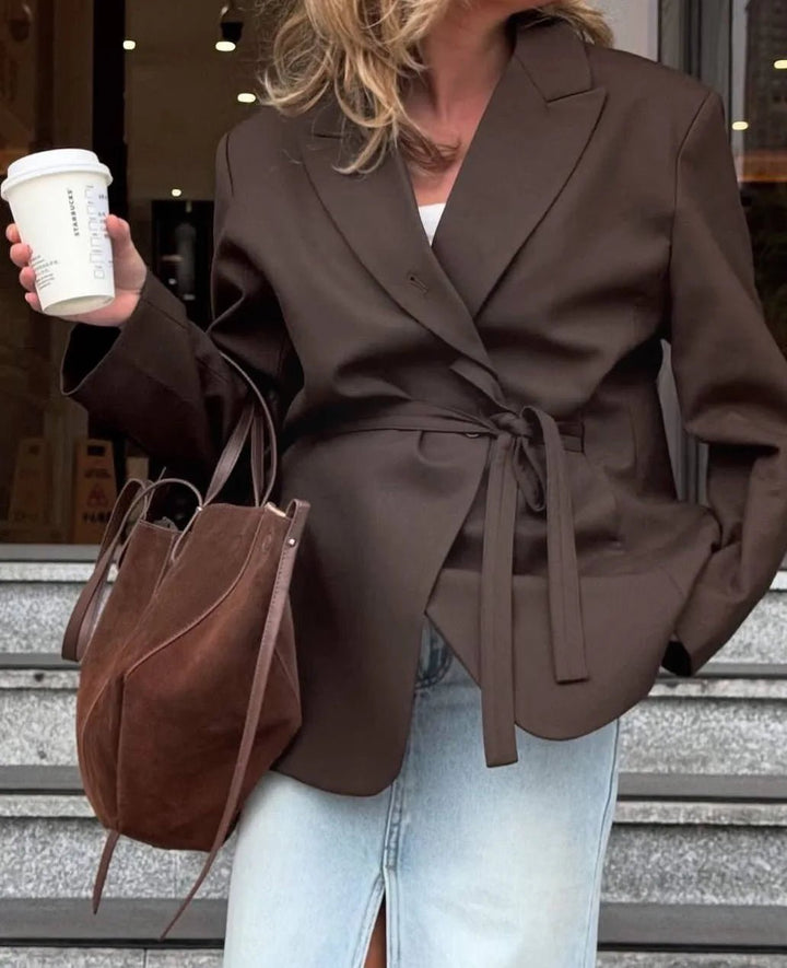 Women's Lace Trim Collared Blazer with Long Sleeves - photo 2