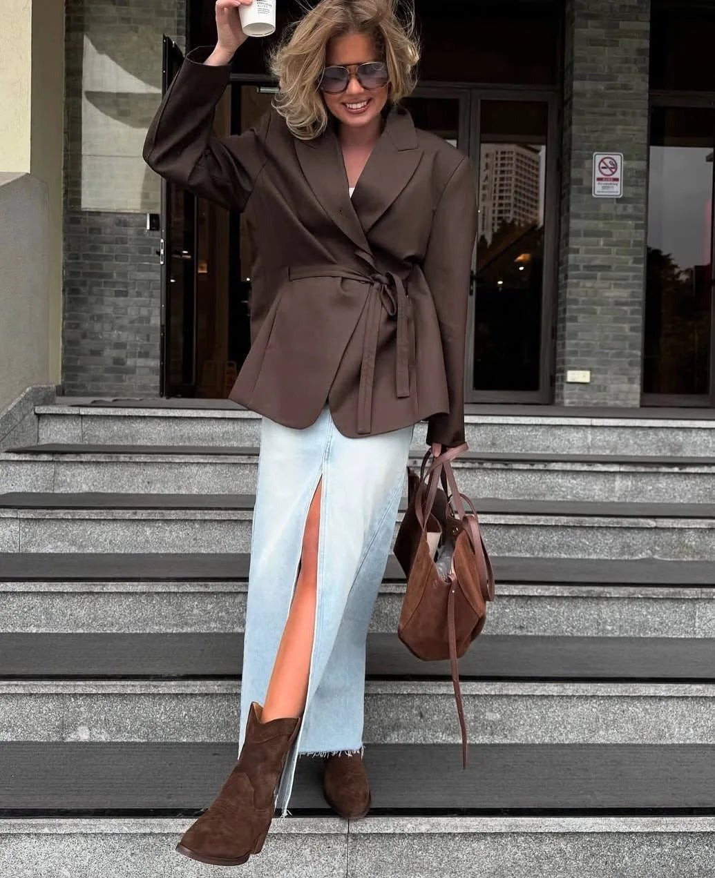 Women's Lace Trim Collared Blazer with Long Sleeves - photo 4