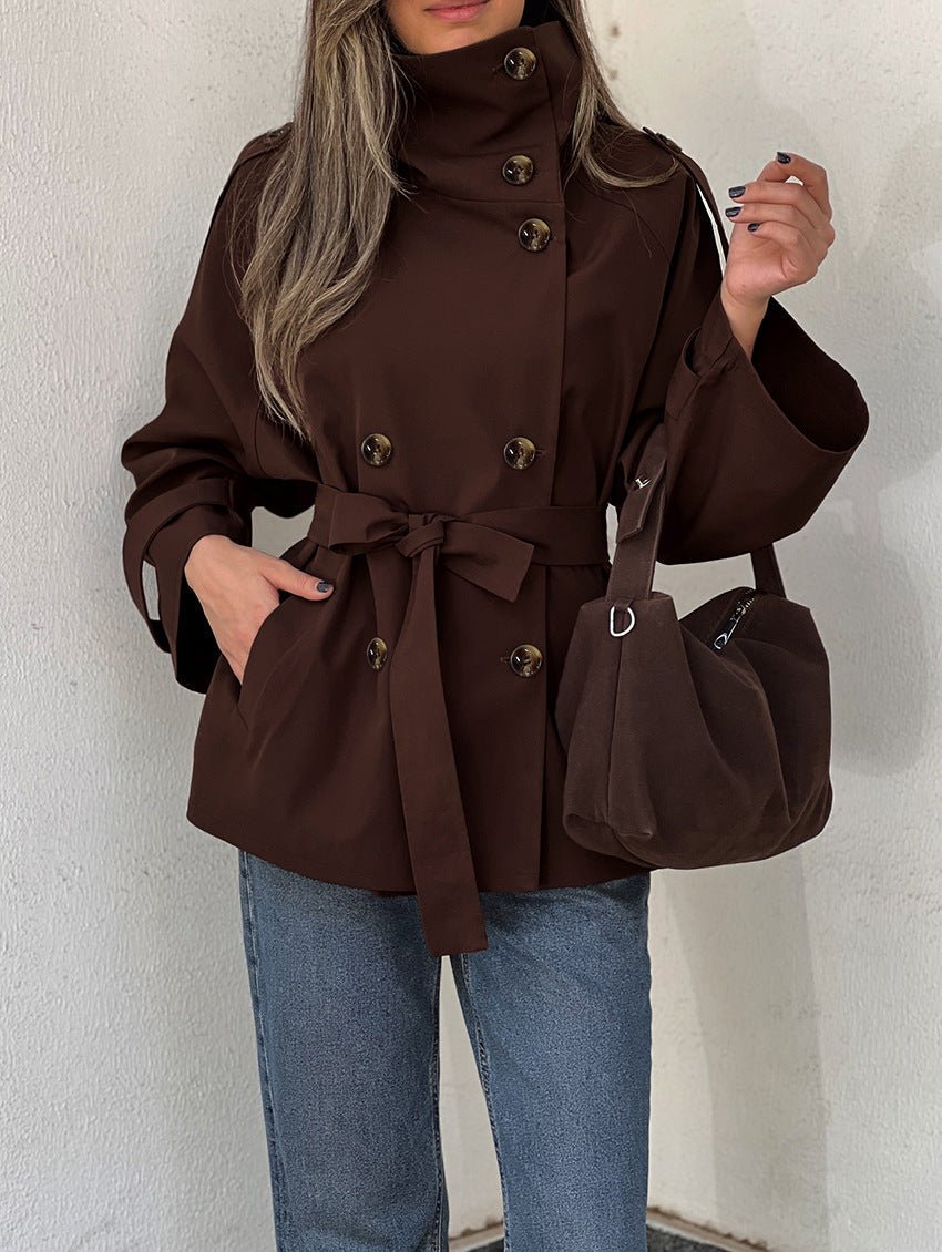Women's Lace Trim Cropped Trench Coat - photo 1