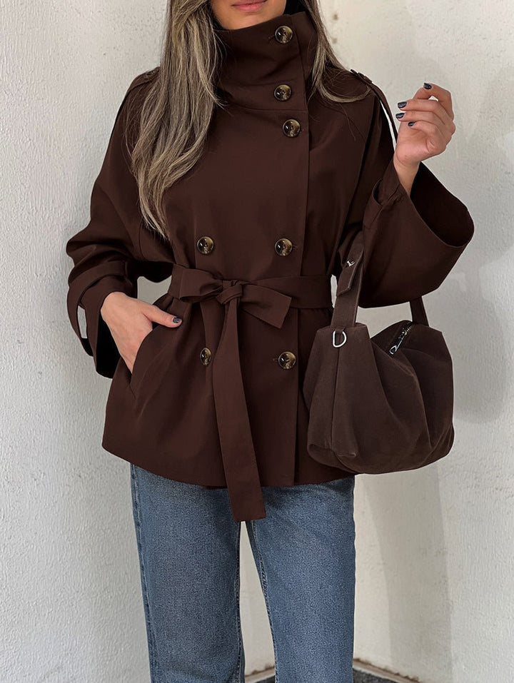 Women's Lace Trim Cropped Trench Coat - photo 1