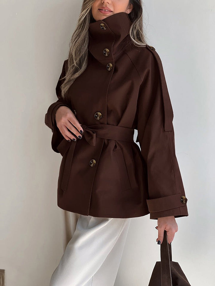 Women's Lace Trim Cropped Trench Coat - photo 2