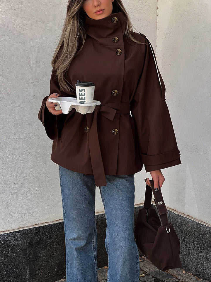 Women's Lace Trim Cropped Trench Coat - photo 3