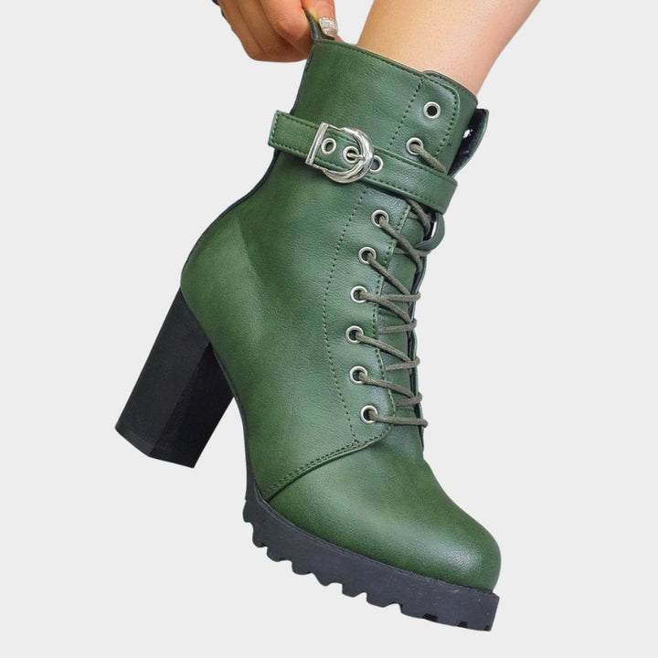 Women's Lace-Up Combat Ankle Boots with Buckle Strap - photo 9