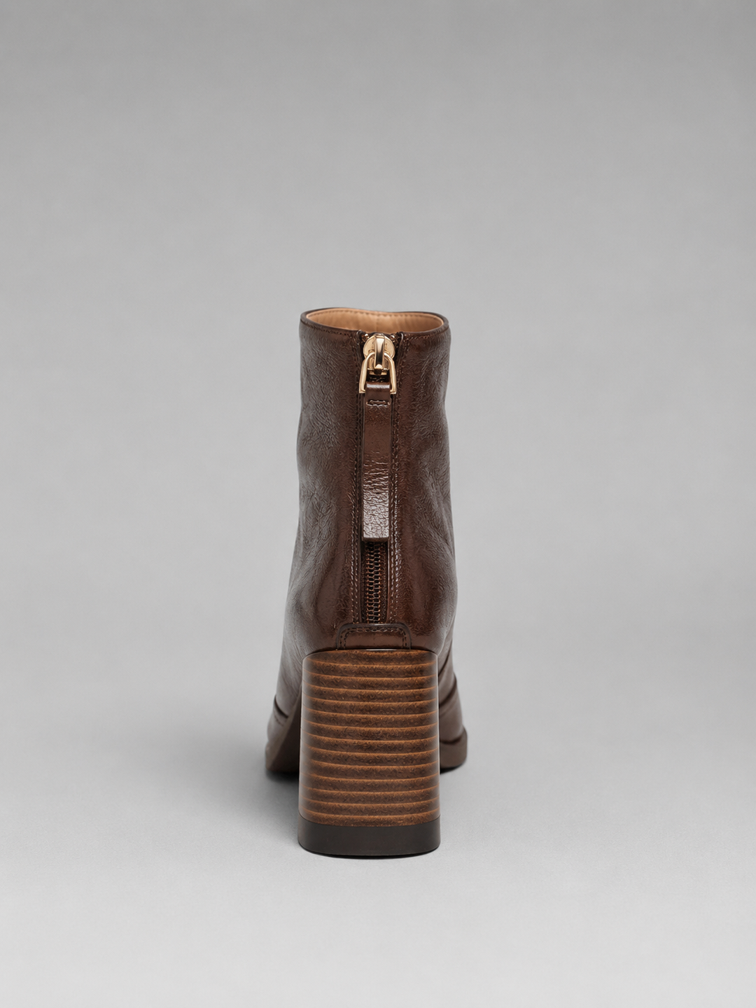 Women's Leather Ankle Boots - Block Heel - photo 5