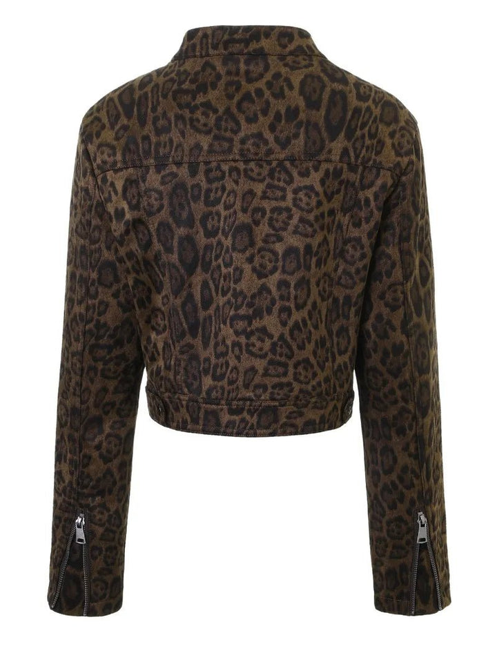 Women's Leopard Print Cropped Jacket - photo 5