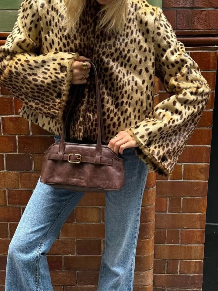Women's Leopard Print Relaxed Jacket with Button Front - photo 6