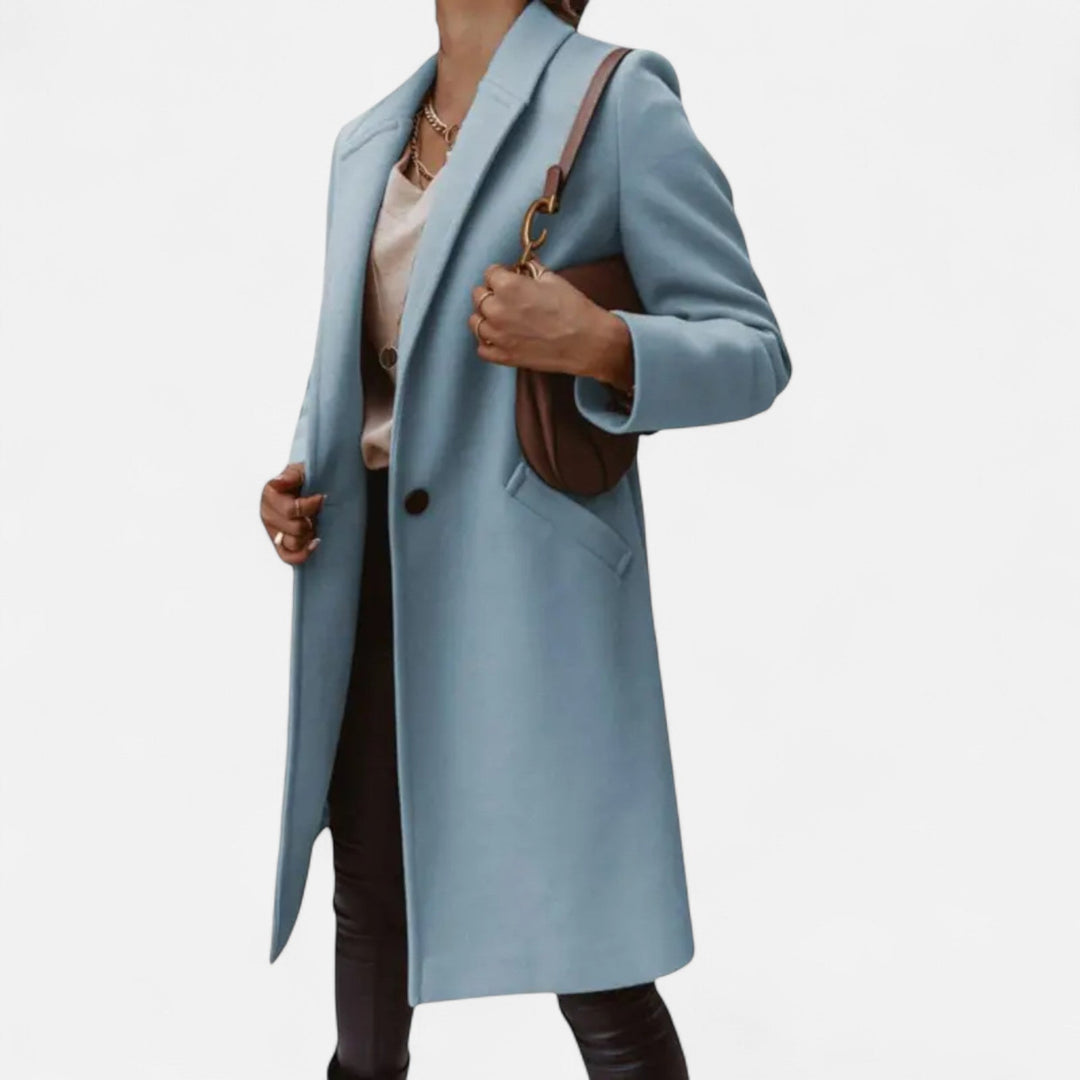 Women's Longline Button-Front Coat with Side Pockets and Collar - photo 4