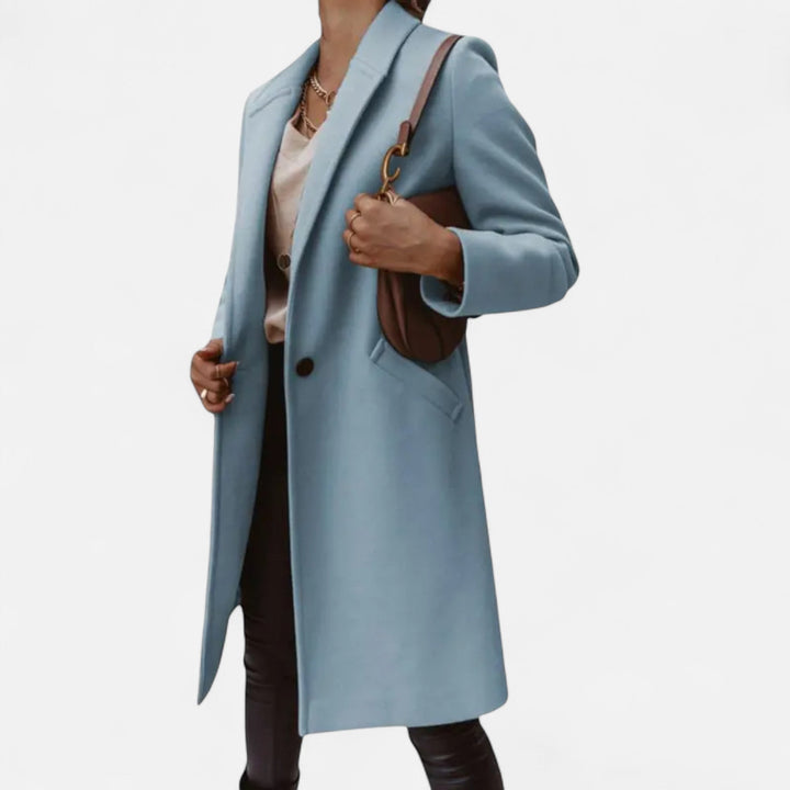 Women's Longline Button-Front Coat with Side Pockets and Collar - photo 4