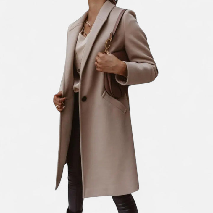 Women's Longline Button-Front Coat with Side Pockets and Collar - photo 5