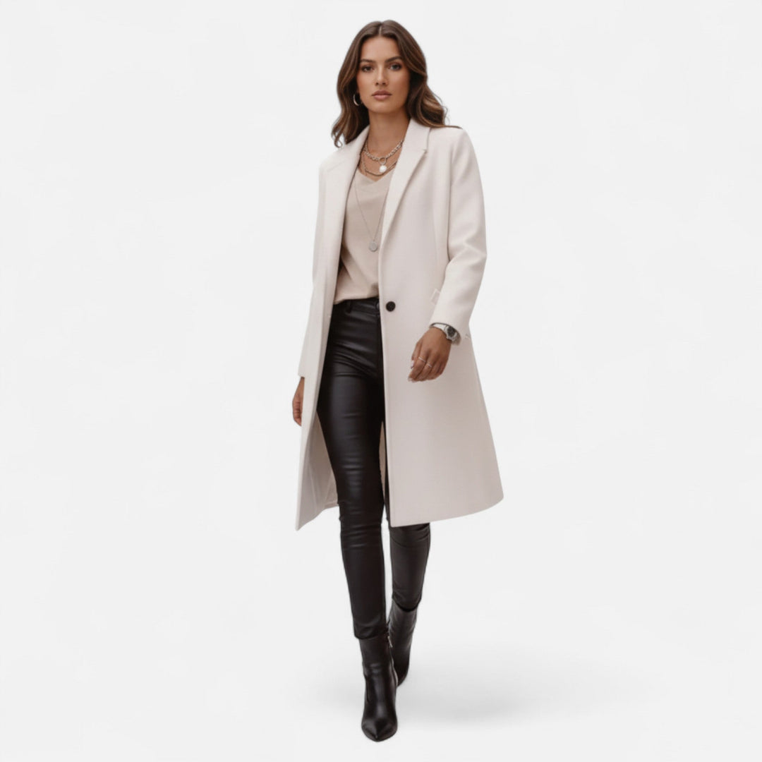 Women's Longline Button-Front Coat with Side Pockets and Collar - photo 6