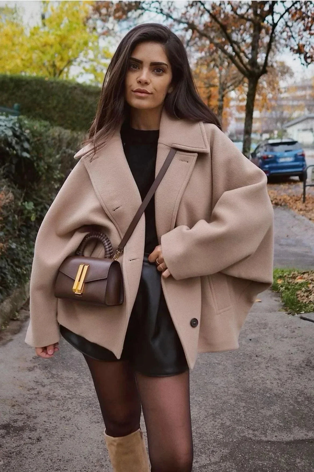 Women's Loose-Fit Coat with Large Lapels - photo 1