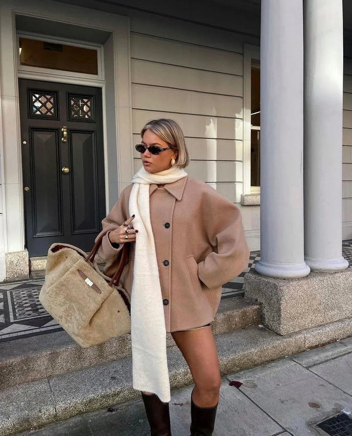 Women's Loose-Fit Coat with Large Lapels - photo 11
