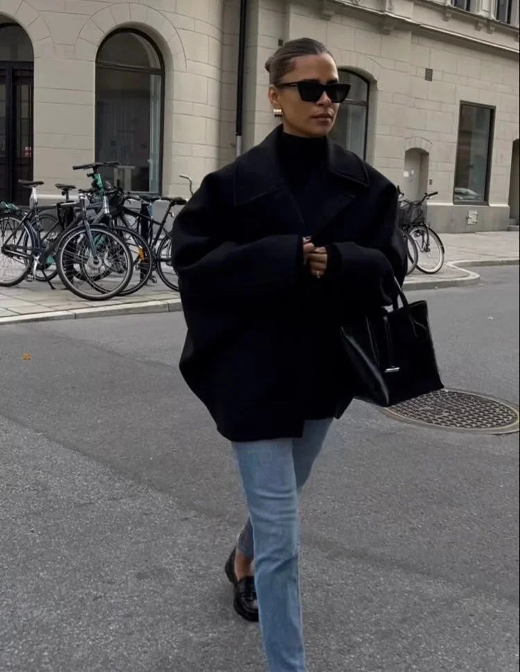 Women's Loose-Fit Coat with Large Lapels - photo 5