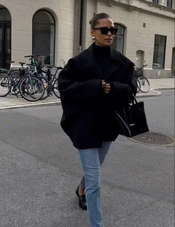 Women's Loose-Fit Coat with Large Lapels - photo 5