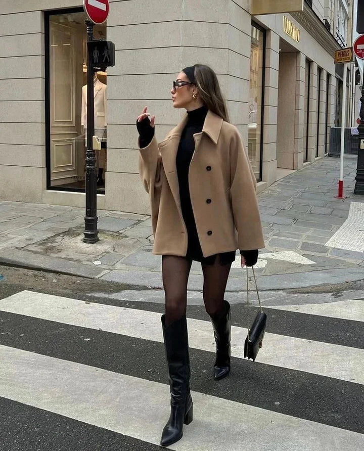 Women's Loose-Fit Coat with Large Lapels - photo 7