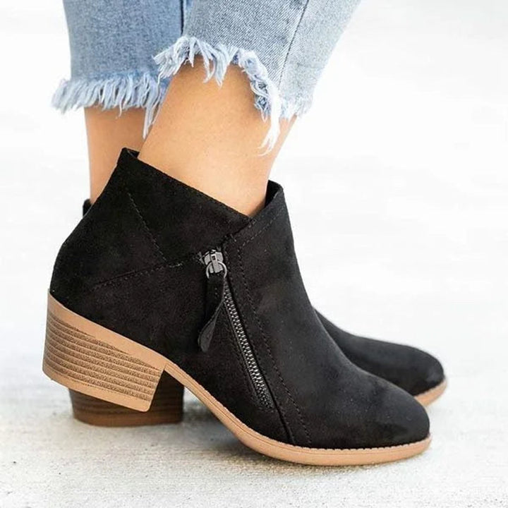 Women's Low-heel Side-zip Suede Ankle Boots - photo 3