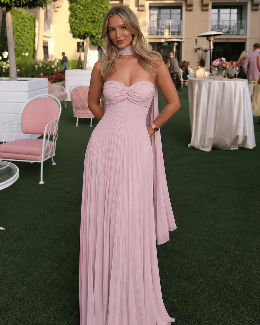 Women's Mesh Wrap Maxi Dress with Sleeveless Cut - photo 1