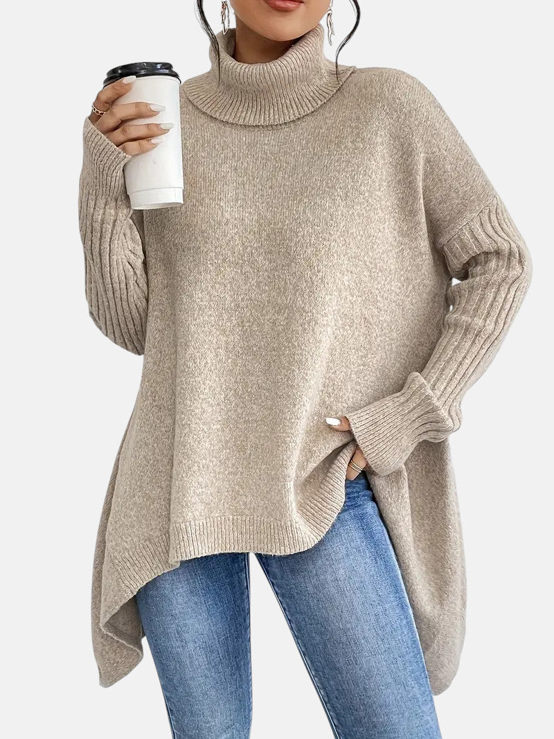 Women's Oversized Asymmetric Jumper with Roll Neck - photo 1