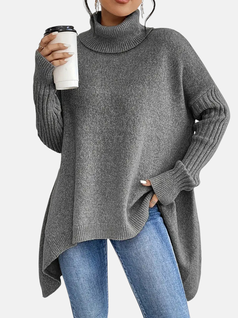 Women's Oversized Asymmetric Jumper with Roll Neck - photo 3