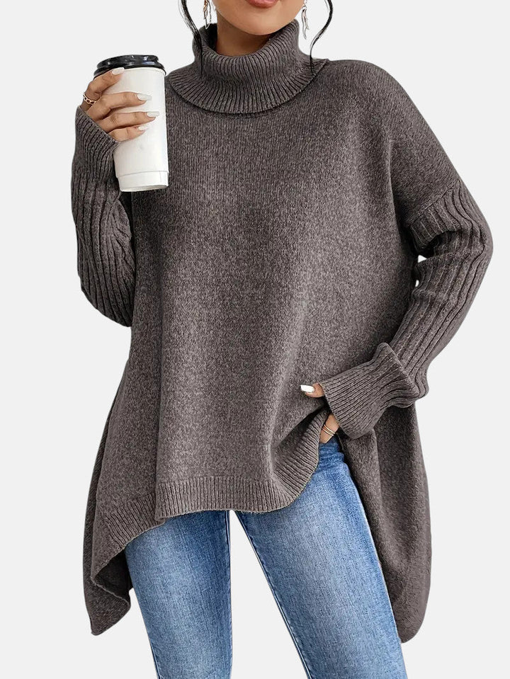 Women's Oversized Asymmetric Jumper with Roll Neck - photo 4