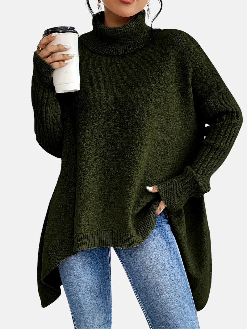 Women's Oversized Asymmetric Jumper with Roll Neck - photo 5