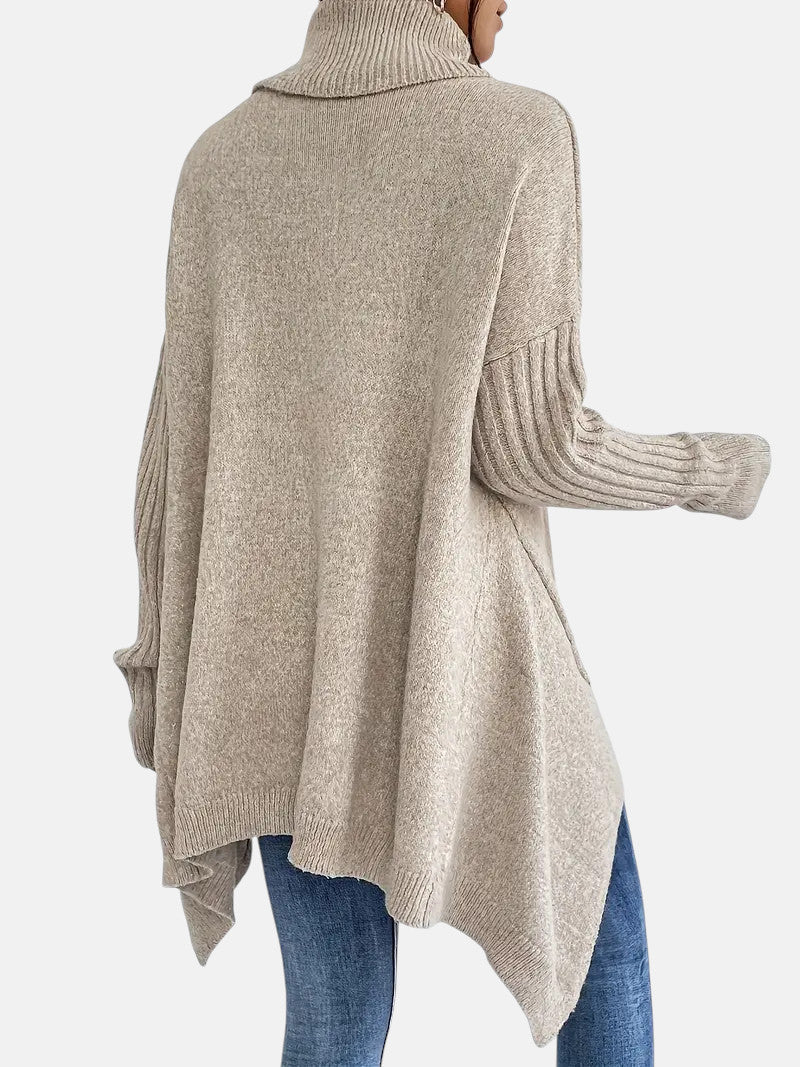 Women's Oversized Asymmetric Jumper with Roll Neck - photo 6